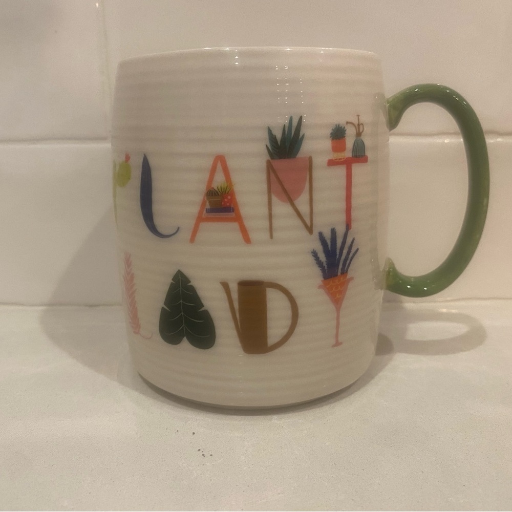 Anthropologie Plant Lady Coffee Mug with Green Handle black lamb studio